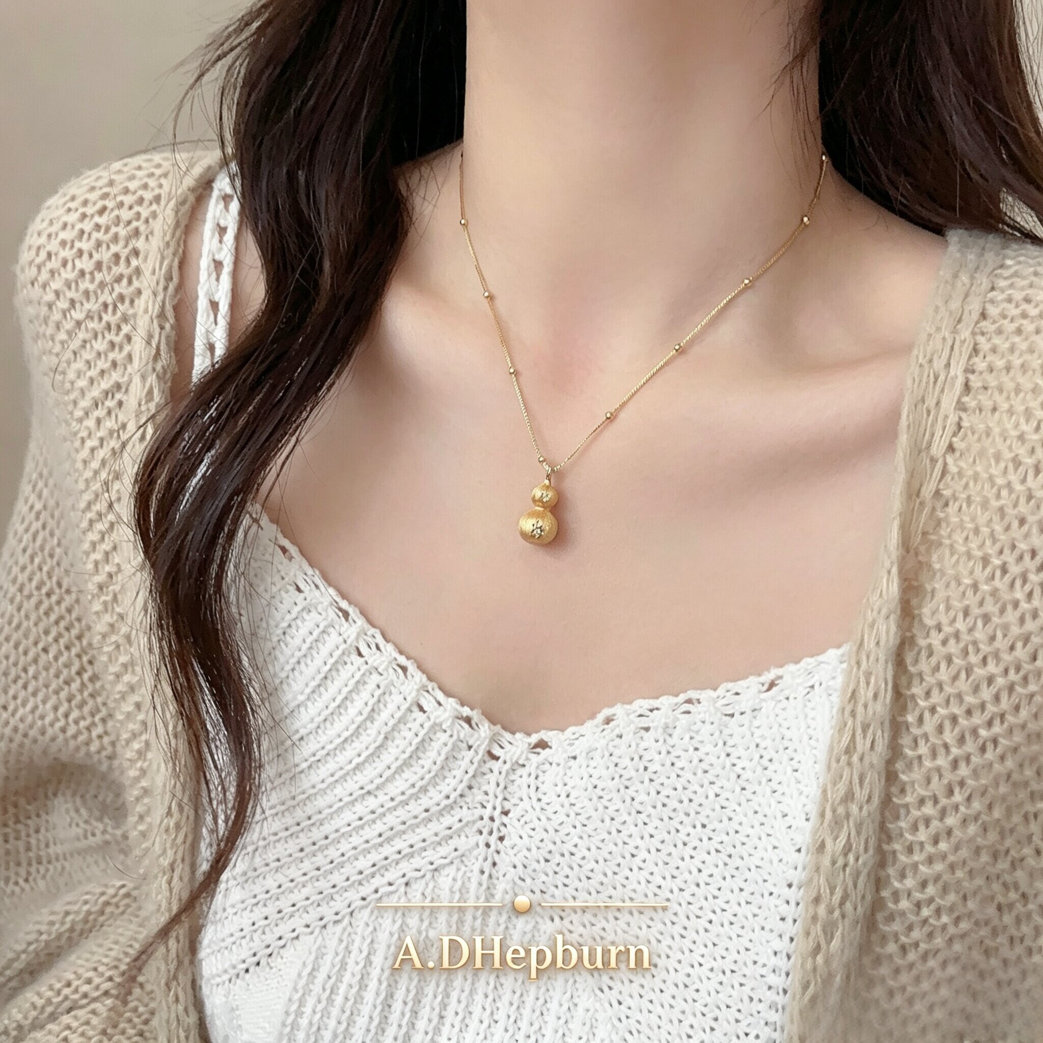 A.DHepburn不掉色葫芦项链耳环女