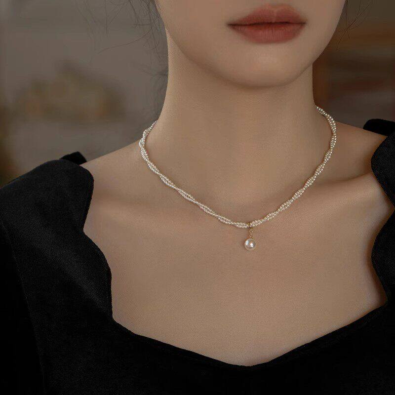 TinySylvie法式多层珍珠锁骨链