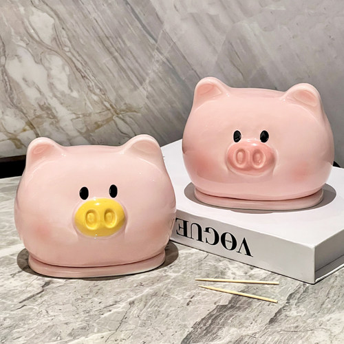 猪猪牙签盒轻奢高级二合一收纳罐