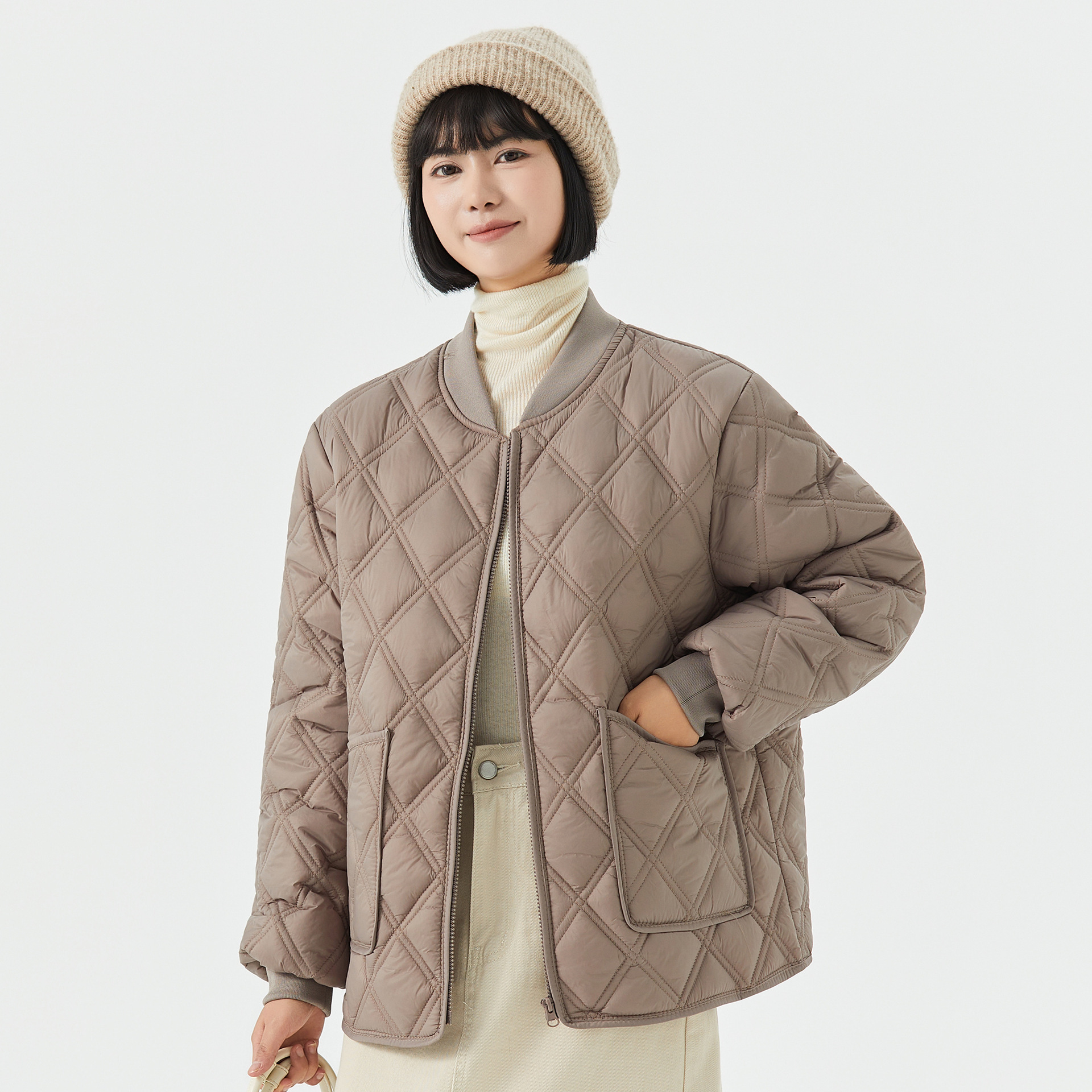 女士冬季保暖长袖棉内胆女款家居情侣男女棉衣棉服加绒螺纹领2603