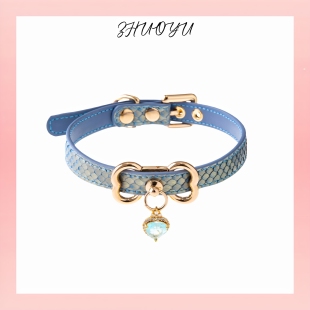 灼欲*高端原创手作真皮水晶puppy项圈轻奢定制颈饰蛇皮choker项链