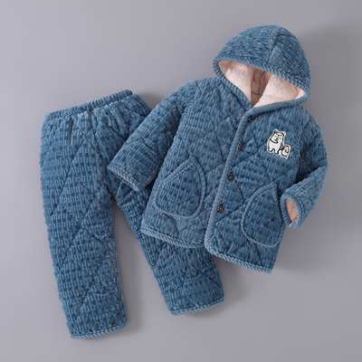 冬季儿童加厚加绒珊瑚绒睡衣