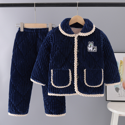 冬季儿童三层夹棉袄睡衣