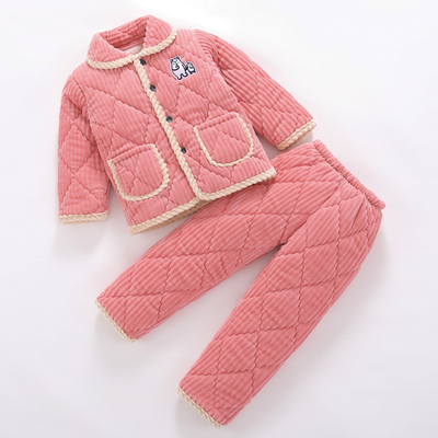 冬季女童三层夹棉加厚款珊瑚绒