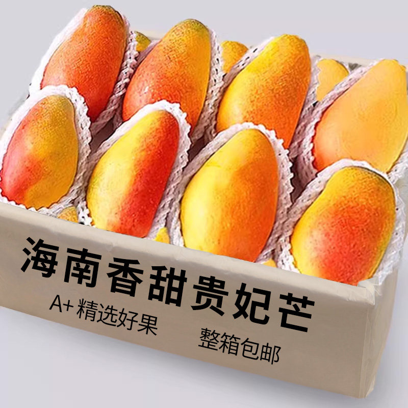 海南贵妃芒新鲜芒果应当季水果树上熟红金龙辣椒芒甜心芒大果整箱