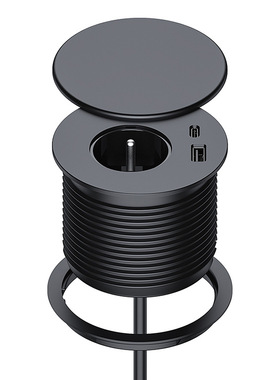 滑盖式办公桌面插座黑白色快充桌面暗装德标插座扭转固定即可使用