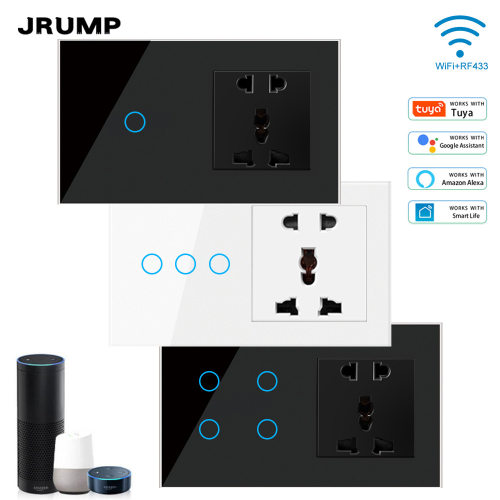 JRUMP原厂直销 147拼板智能开关+通用插座墙壁嵌入式家用CE认证