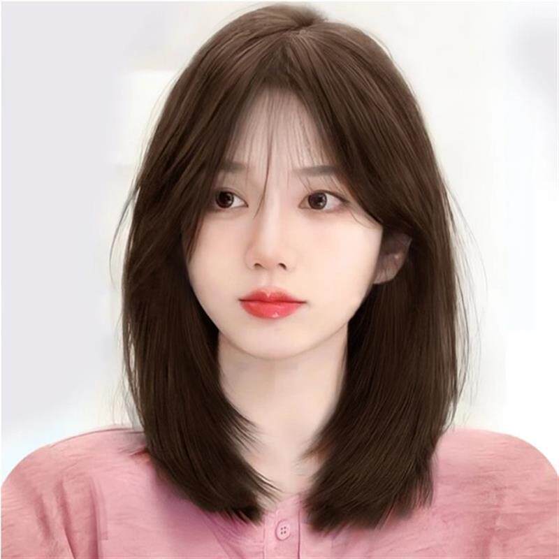 假发女披肩中长发遮脸修脸通勤发型刘海头套假发蓬松