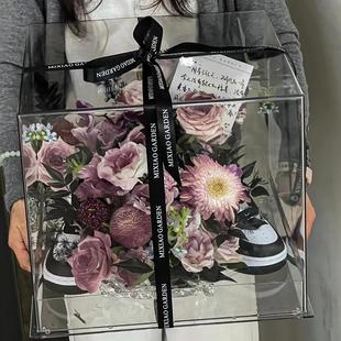 透明亚克力花盒鲜花包装花束有钱花盒永生花礼物盒花艺礼品展示盒