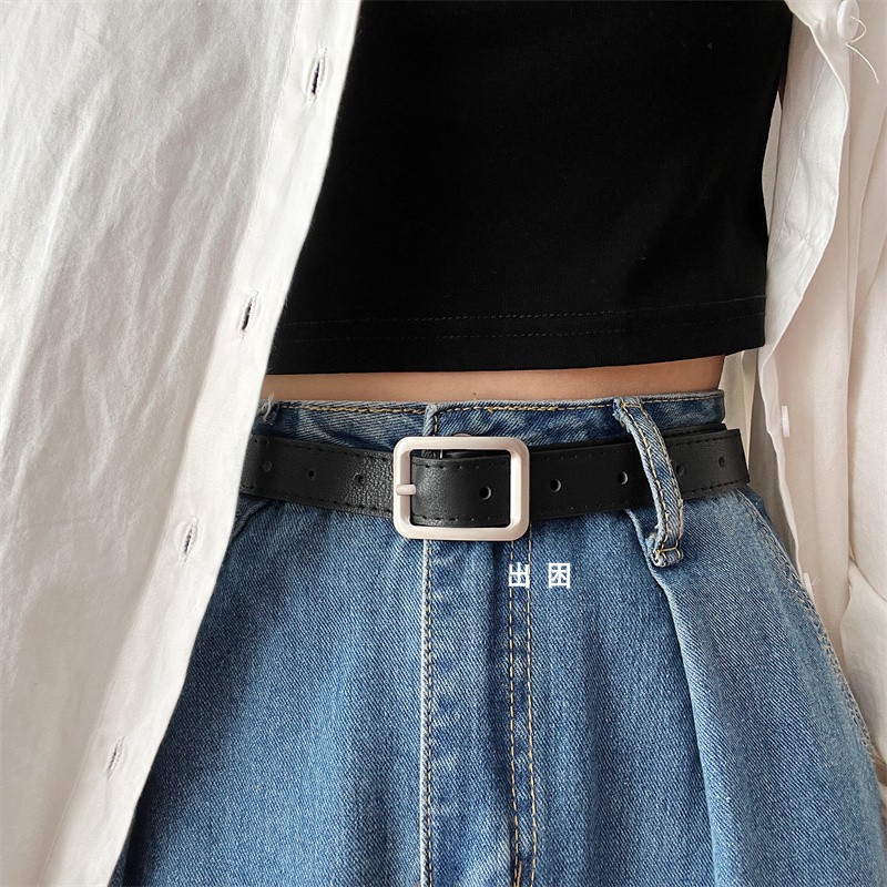 韩版12个孔皮带百搭腰带女