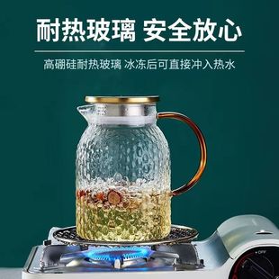 冷水壶玻璃耐高温高颜值凉水杯套装 夏季 大容量果茶壶水瓶冰箱家用