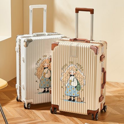 DHJ新款行李箱女日系卡通登机密码箱大容量子母旅行箱铝框拉杆箱