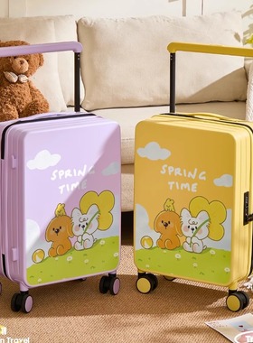 DHJ新款2025卡通宽拉杆行李箱女20/24寸登机箱密码箱高颜值旅行箱
