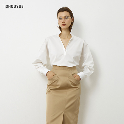 常规通勤长袖衬衫白色百搭衬衣