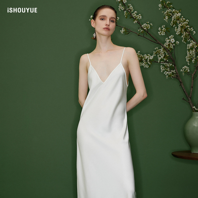 优雅气质醋酸纯色吊带裙