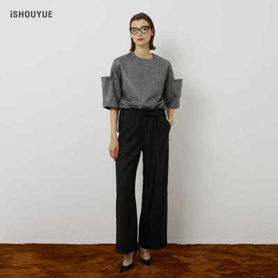 舒适伸缩腰气质新款阔腿裤