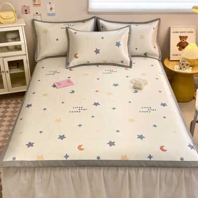 夏季高端冰丝凉席三件套夏天2023新款儿童藤席床单空调软席子凉垫