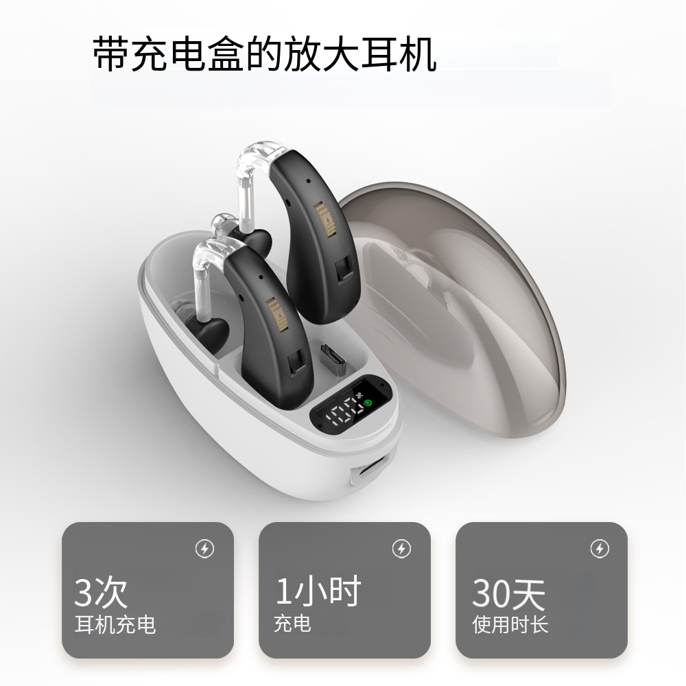 辅听耳机双耳带充电仓挂耳式降噪声音放大器扩音老年人通用送礼