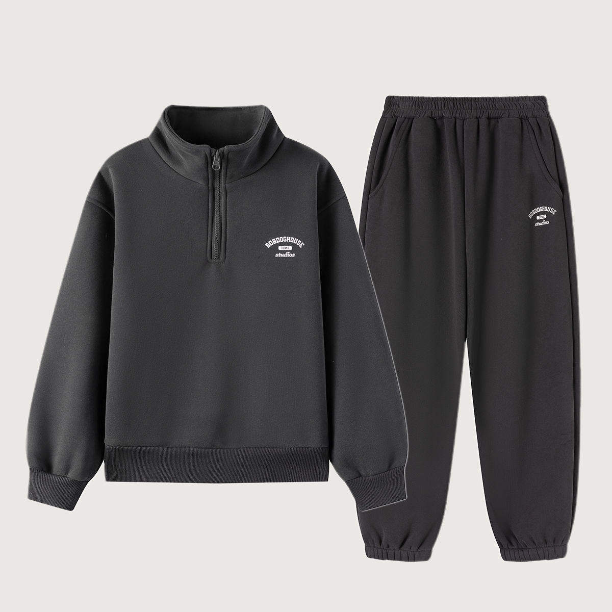 巴布豆童装男童套装2025冬季新款儿童一体绒保暖卫衣卫裤中大童潮,童装/婴儿装/亲子装,套装,淘宝优惠券,粉丝福利购,淘宝优惠卷