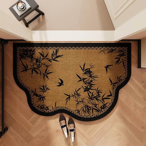 新中式入户门丝圈地垫可裁剪古风