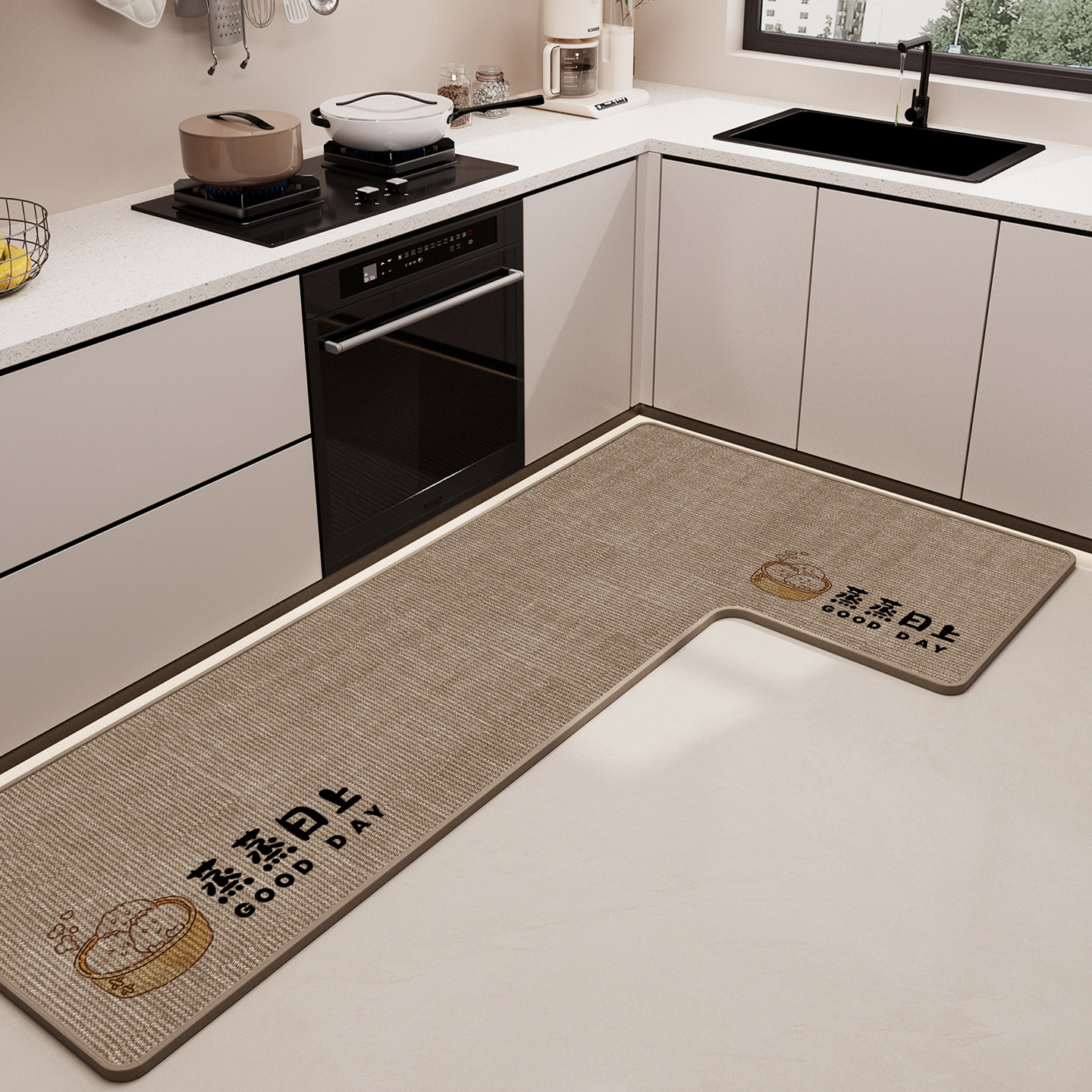 转角厨房地垫吸水7L型防油防滑防水可擦免洗耐脏亚麻编织地毯吸油,居家布艺,厨房地垫,淘宝优惠券,粉丝福利购,淘宝优惠卷