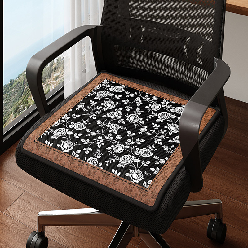 中古风夏季2025新款冰沙坐垫凳子高级冰丝凉感椅垫防滑餐椅垫座垫