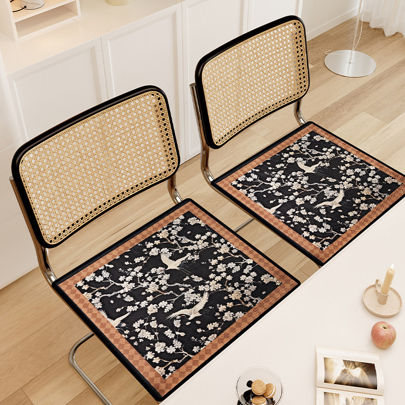 中古风夏季2025新款冰沙坐垫凳子高级冰丝凉感椅垫防滑餐椅垫座垫