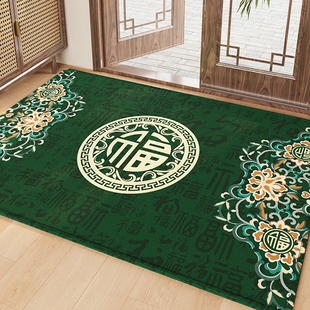 绿色入户门地垫招财新中式大门口进门脚垫家用耐脏玄关垫地毯门垫