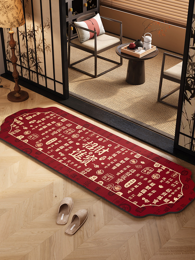新中式红色地垫入户门垫进门长条地毯阳台门口防水晒脚垫厨房门垫,居家布艺,地毯,淘宝优惠券,粉丝福利购,淘宝优惠卷