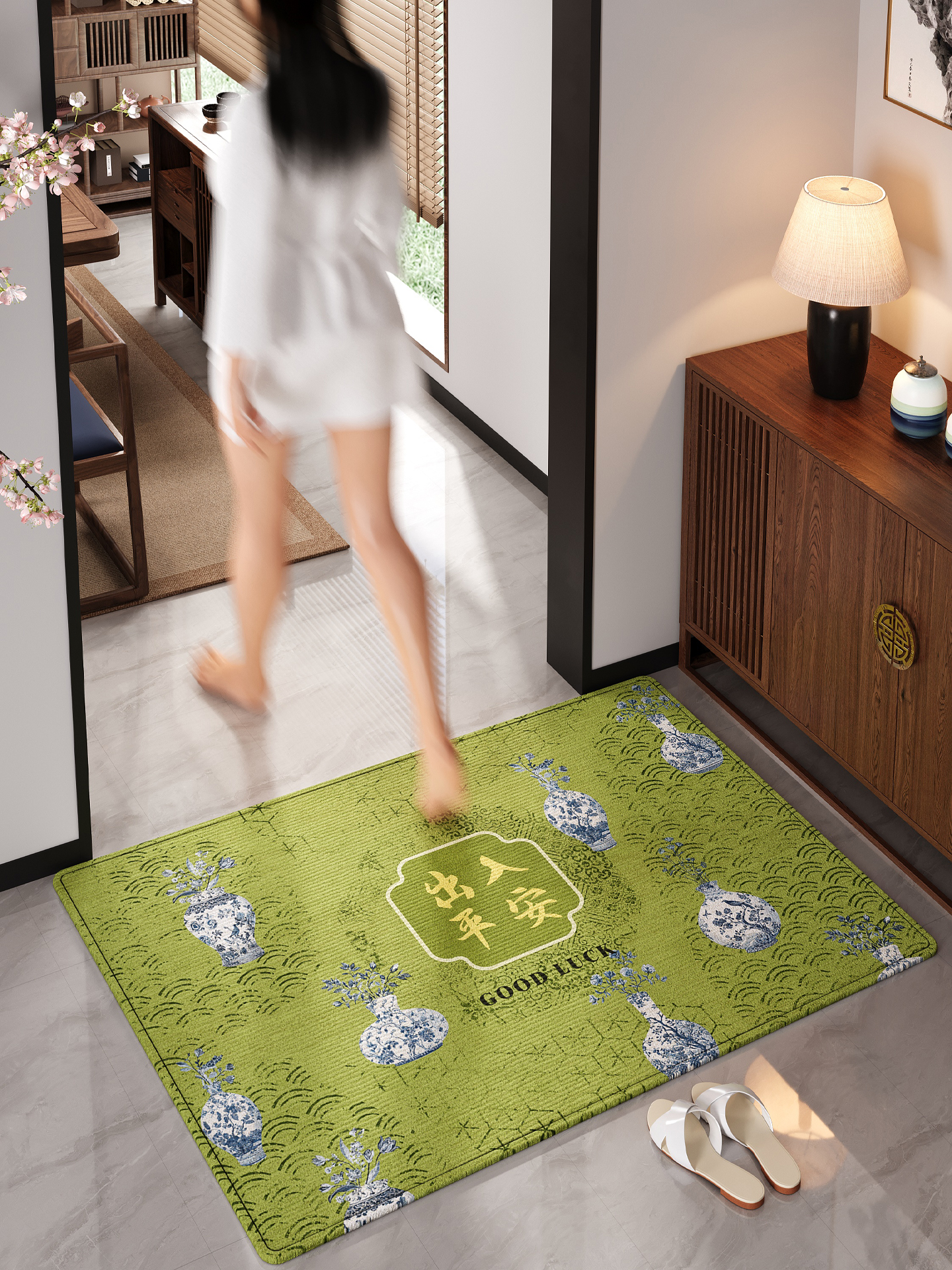 中国风入户门地垫进门门垫防滑玄关脚垫免洗可擦家用地毯客厅轻奢