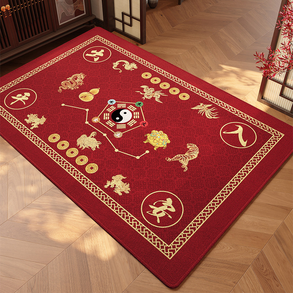 招财风水地垫比利时绒地毯红色入户门进门脚垫大门口防滑蹭土耐脏,居家布艺,入户地垫,淘宝优惠券,粉丝福利购,淘宝优惠卷