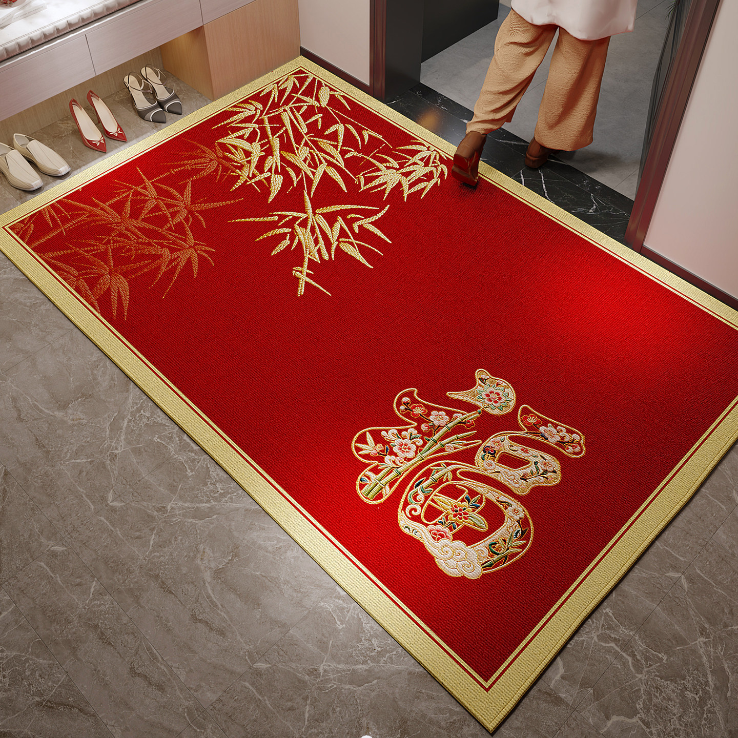 红色新年2026新款入户门地垫玄关进门脚垫喜庆防滑室内地毯可定制,居家布艺,入户地垫,淘宝优惠券,粉丝福利购,淘宝优惠卷