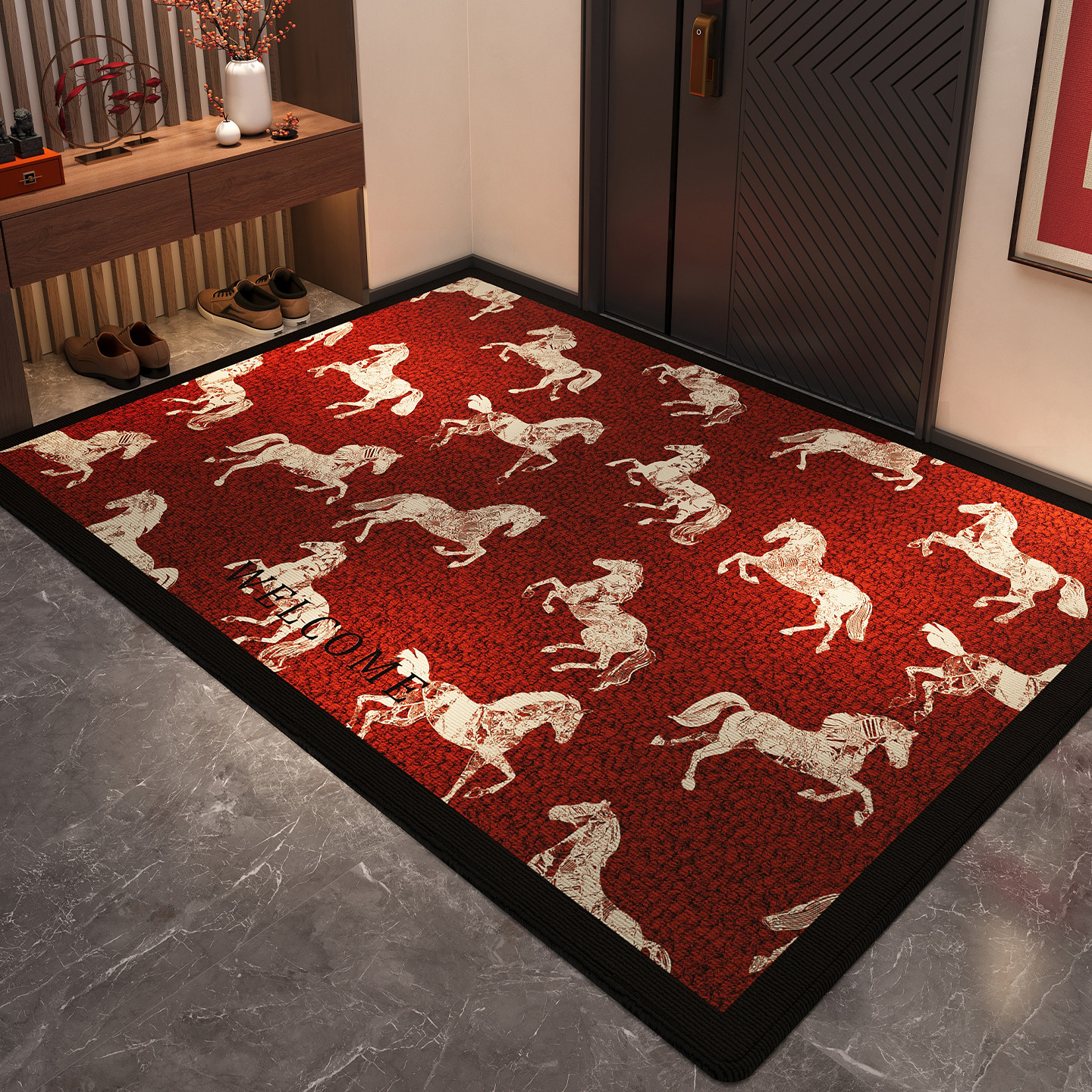 门口乔迁入户门地垫红色喜庆高级感进门防滑垫子马年新年玄关脚垫,居家布艺,入户地垫,淘宝优惠券,粉丝福利购,淘宝优惠卷