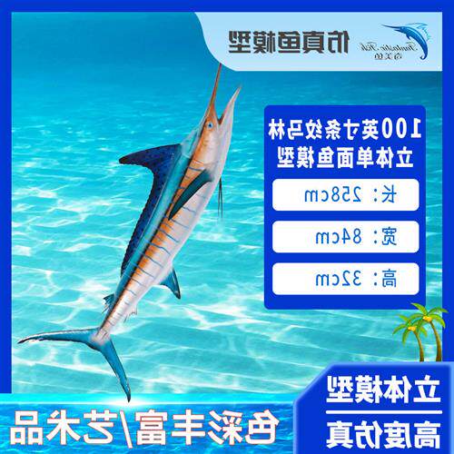 条纹马林鱼立体单面室内装饰玻璃钢雕塑仿真鱼海洋工艺品墙壁挂饰