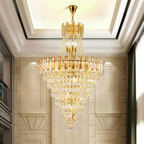 复式楼大吊灯客厅灯简约楼中楼别墅大厅楼梯间后现代轻奢水晶灯具