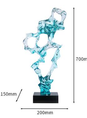 雕塑摆件轻奢透明酒店玄关客厅现代家居树脂创意水晶装饰品工艺品