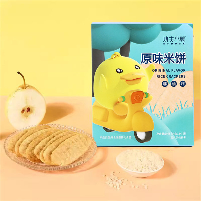 功夫小鸭小孩米饼非油炸 入口易溶零食原味蔬菜味香蕉味米饼