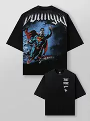 Youngla's New American Superhero Collaboration Heavyweight Pure Cotton Printed Fitness Loose-Fitting Unisex Short-Sleeve T-Shirt