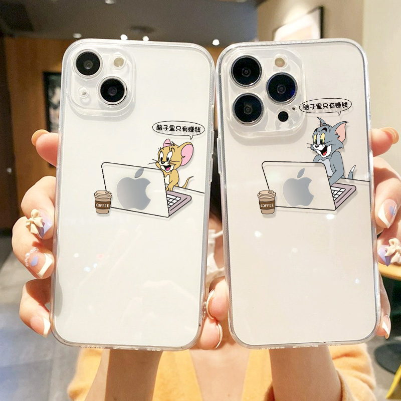 猫和老鼠适用苹果iphone15promax情侣手机壳14plus汤姆13mini杰瑞12por打工人xr搞怪11创意xsmax透明8plus套7