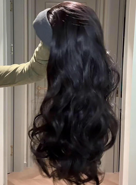 假发发箍一体真发头套女大波浪蓬松自然无痕款高颅顶神器真人发丝