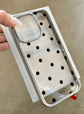 满屏黑色波点适用15promaxiPhone14新款13保护套12女款15全包78plus电镀XSMAX透明xr软壳11/xs高级