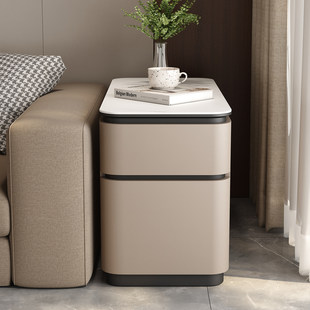 2025新款沙发边柜客厅实木猫抓皮岩板边几现代简约60高80深侧边柜