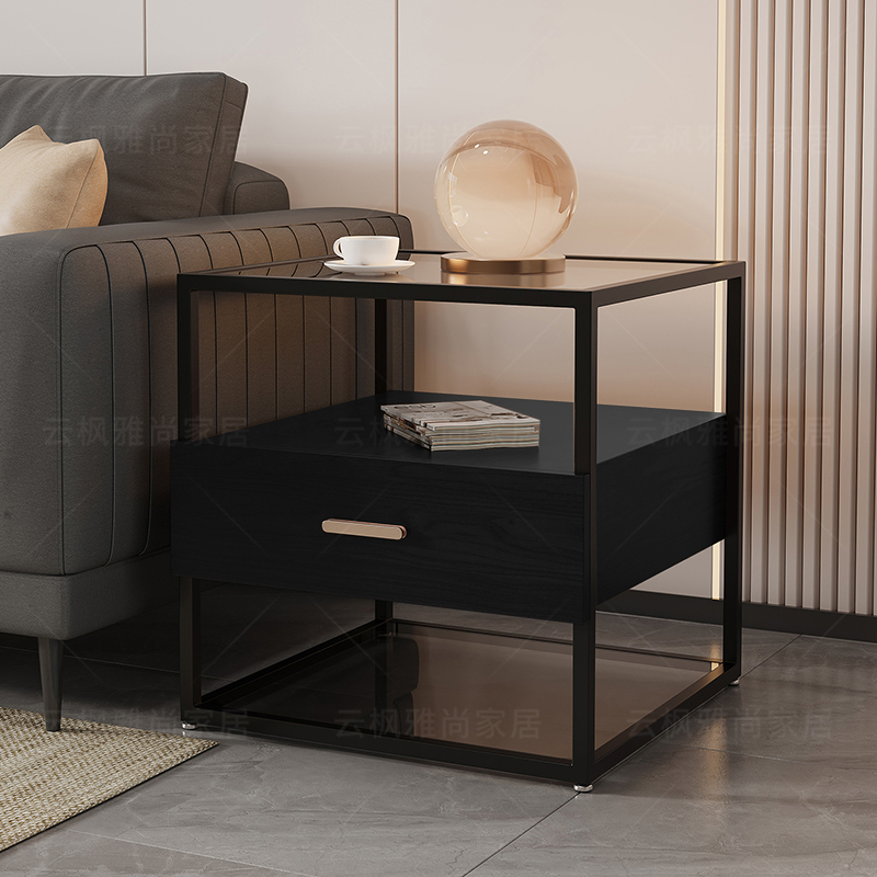 厂家直销实木玻璃客厅方形边几桌