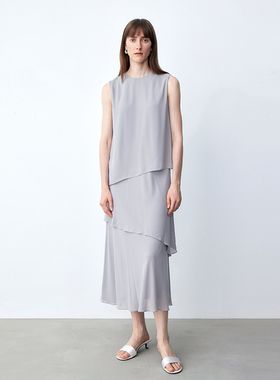 LIAC ROC 25夏季新品不规则斜裁飘片无袖连衣裙度假感优雅背心裙