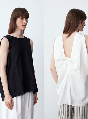 LIAC ROC 25夏季新品小众设计后片大扭结蝴蝶结上衣气质无袖背心
