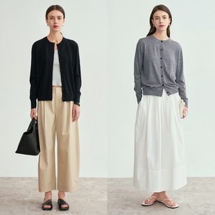 羊毛细腻柔软针织上衣休闲简约百搭针织开衫 LIAC 新品 25春季 ROC