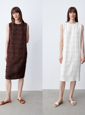 LIAC ROC 25夏季新品网格舒适柔软精致提花连衣裙气质立体背心裙