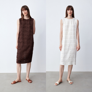 新品 25夏季 网格舒适柔软精致提花连衣裙气质立体背心裙 ROC LIAC