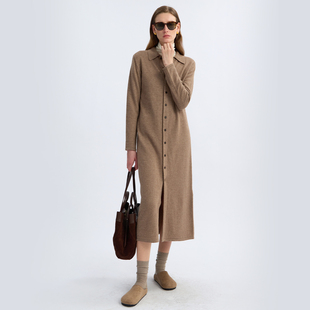 宽松开衫 LIAC 韩版 针织polo领连衣裙女2025新款 裙子 ROC秋冬长款