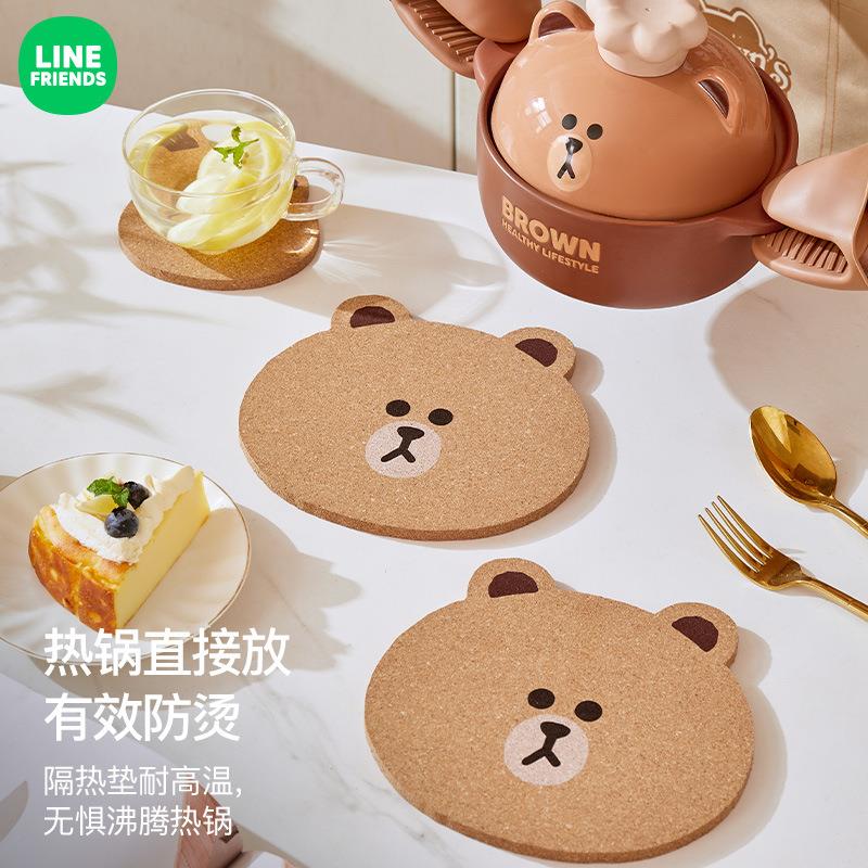 布朗熊木质杯垫家用碗盘隔热垫厨房餐桌陶瓷盘砂锅垫子防烫餐垫